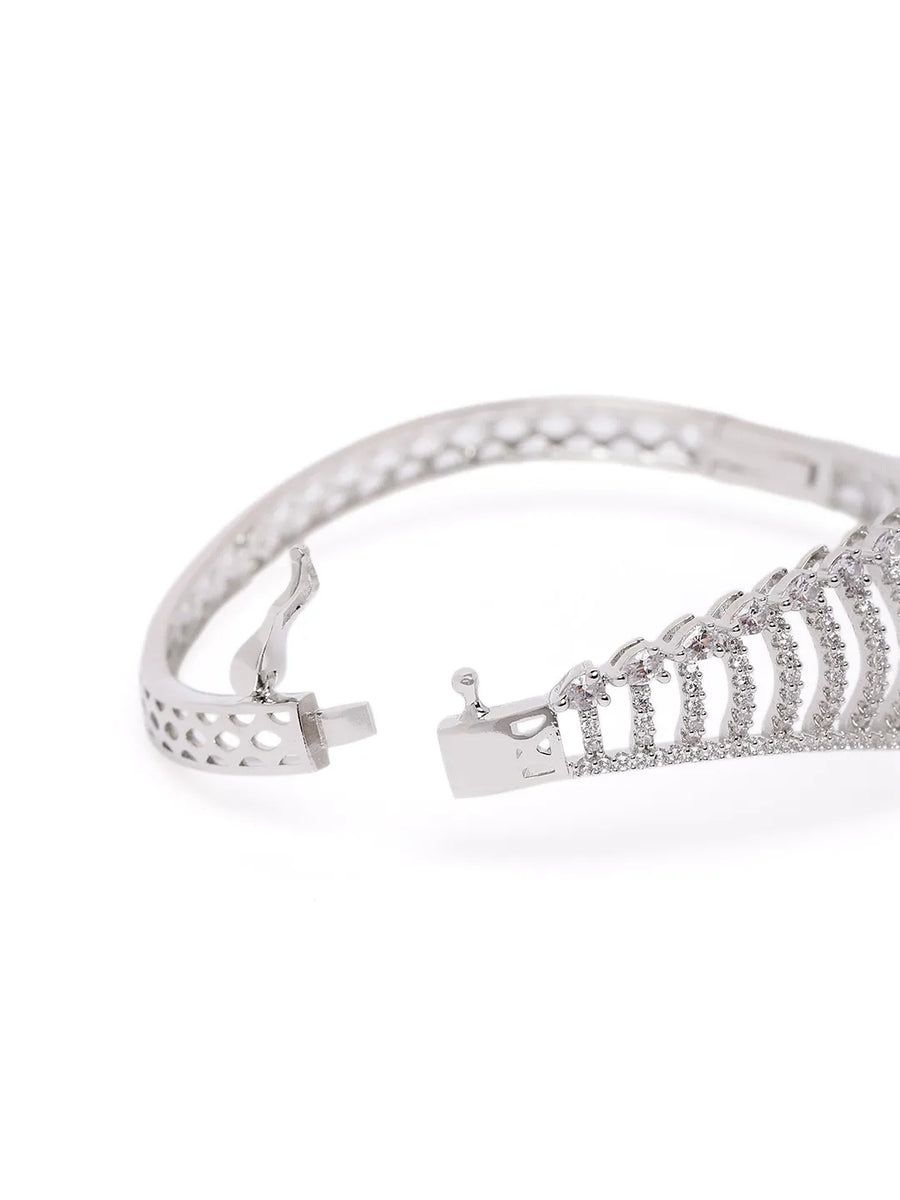 Sparkling Zigzag CZ Kada Bangle
