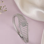 Sparkling Zigzag CZ Kada Bangle - Silver