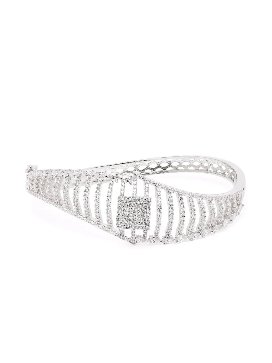Sparkling Zigzag CZ Kada Bangle