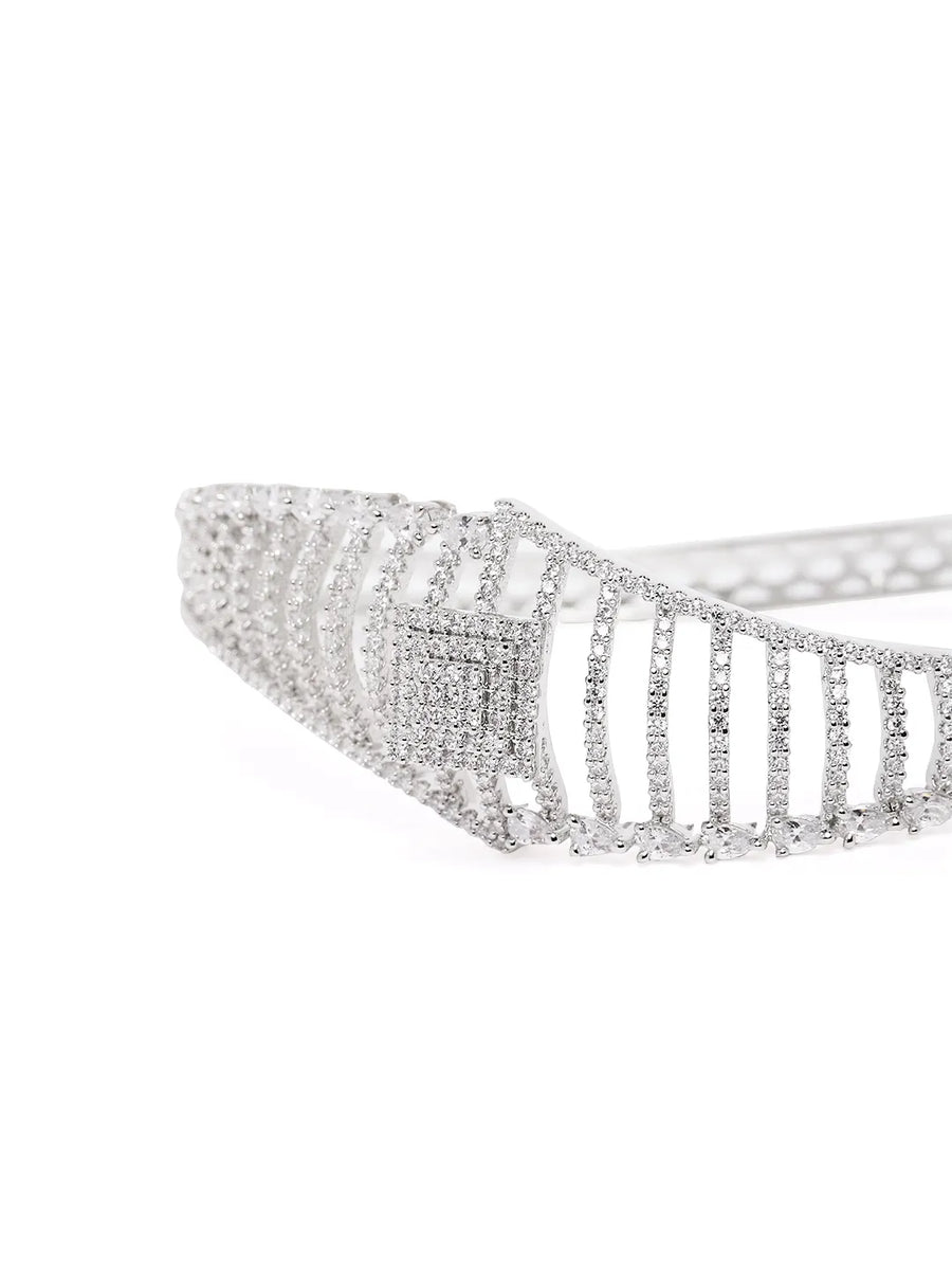 Sparkling Zigzag CZ Kada Bangle
