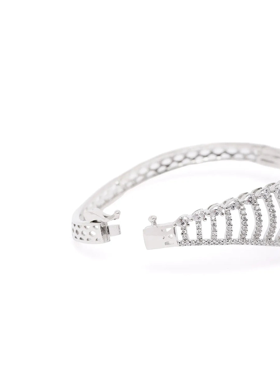 Sparkling Zigzag CZ Kada Bangle