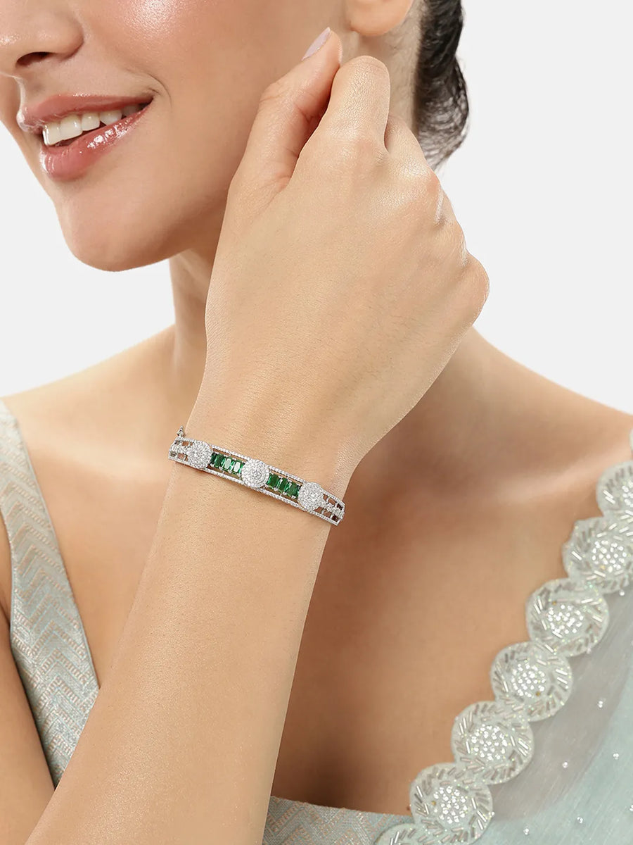 Emerald CZ Studded Kada Bracelet