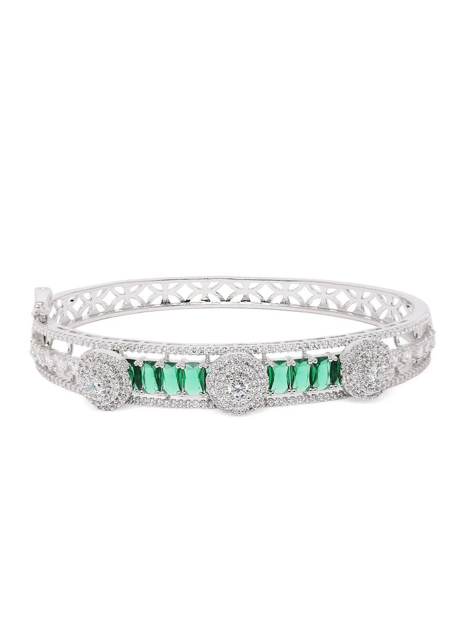 Emerald CZ Studded Kada Bracelet