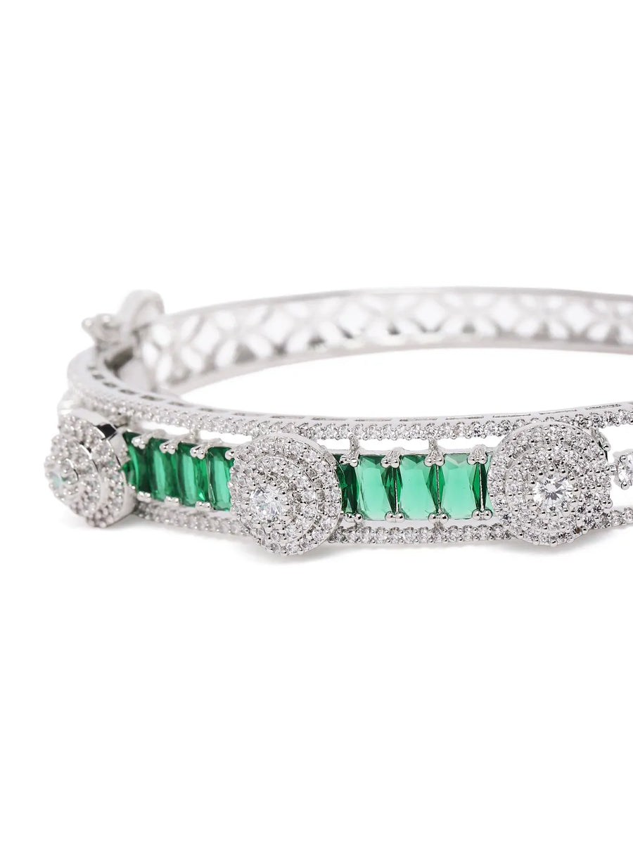 Emerald CZ Studded Kada Bracelet