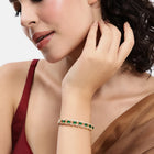 Faux Emerald Charm Baguette Bangle