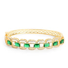 Faux Emerald Charm Baguette Bangle