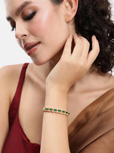 Faux Emerald Charm Baguette Bangle