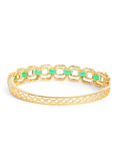 Faux Emerald Charm Baguette Bangle