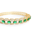 Faux Emerald Charm Baguette Bangle
