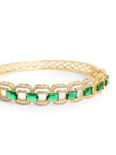 Faux Emerald Charm Baguette Bangle