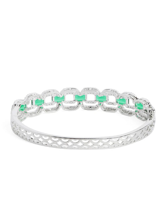 Faux Emerald Charm Baguette Bangle