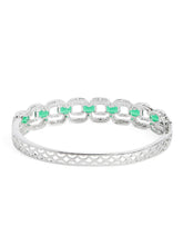 Faux Emerald Charm Baguette Bangle