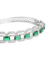 Faux Emerald Charm Baguette Bangle