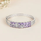 Party Wear Silver Kada with CZ Purple Stones