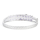 Party Wear Silver Kada with CZ Purple Stones