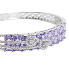 Party Wear Silver Kada with CZ Purple Stones