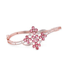 Floral Cluster Crystal Kada for Women - Rose Gold - Red
