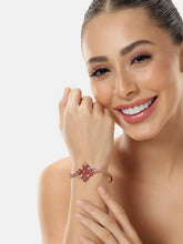 Floral Cluster Crystal Kada for Women - Rose Gold - Red