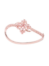 Floral Cluster Crystal Kada for Women - Rose Gold - Red