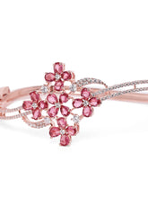 Floral Cluster Crystal Kada for Women - Rose Gold - Red