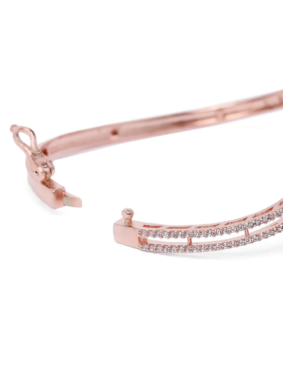 Floral Cluster Crystal Kada for Women - Rose Gold - Red