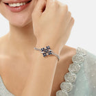 Floral Cluster Crystal Kada for Women - Silver - Blue