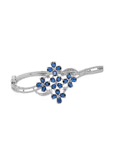 Floral Cluster Crystal Kada for Women - Silver - Blue