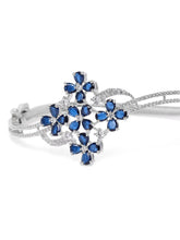 Floral Cluster Crystal Kada for Women - Silver - Blue