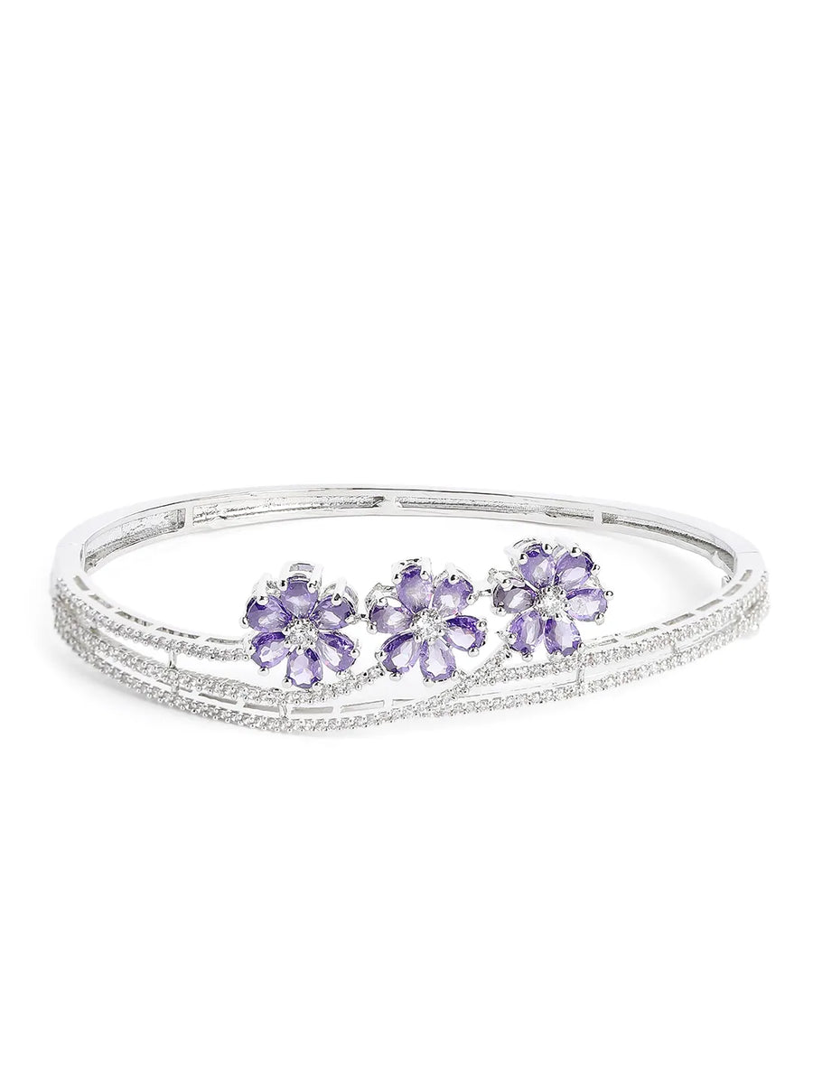 Elegant Petal Trail Silver Cuff
