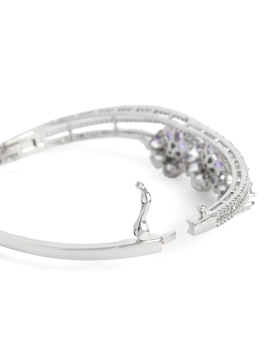 Elegant Petal Trail Silver Cuff