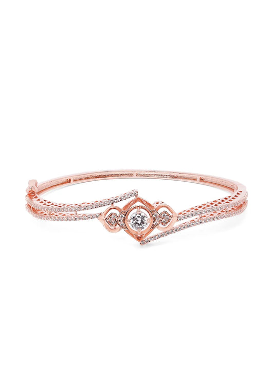 Elegant Crown Style Kada Bracelet - Rose Gold