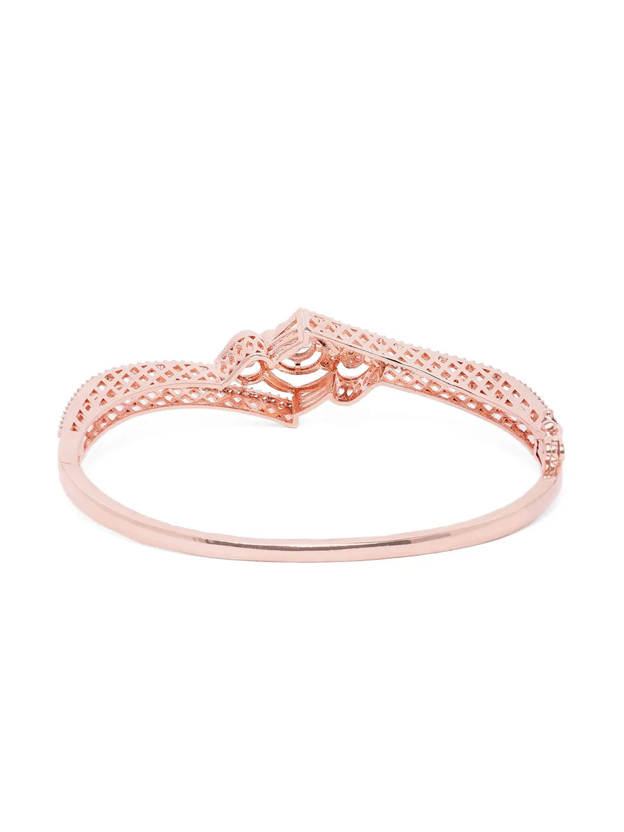 Elegant Crown Style Kada Bracelet - Rose Gold