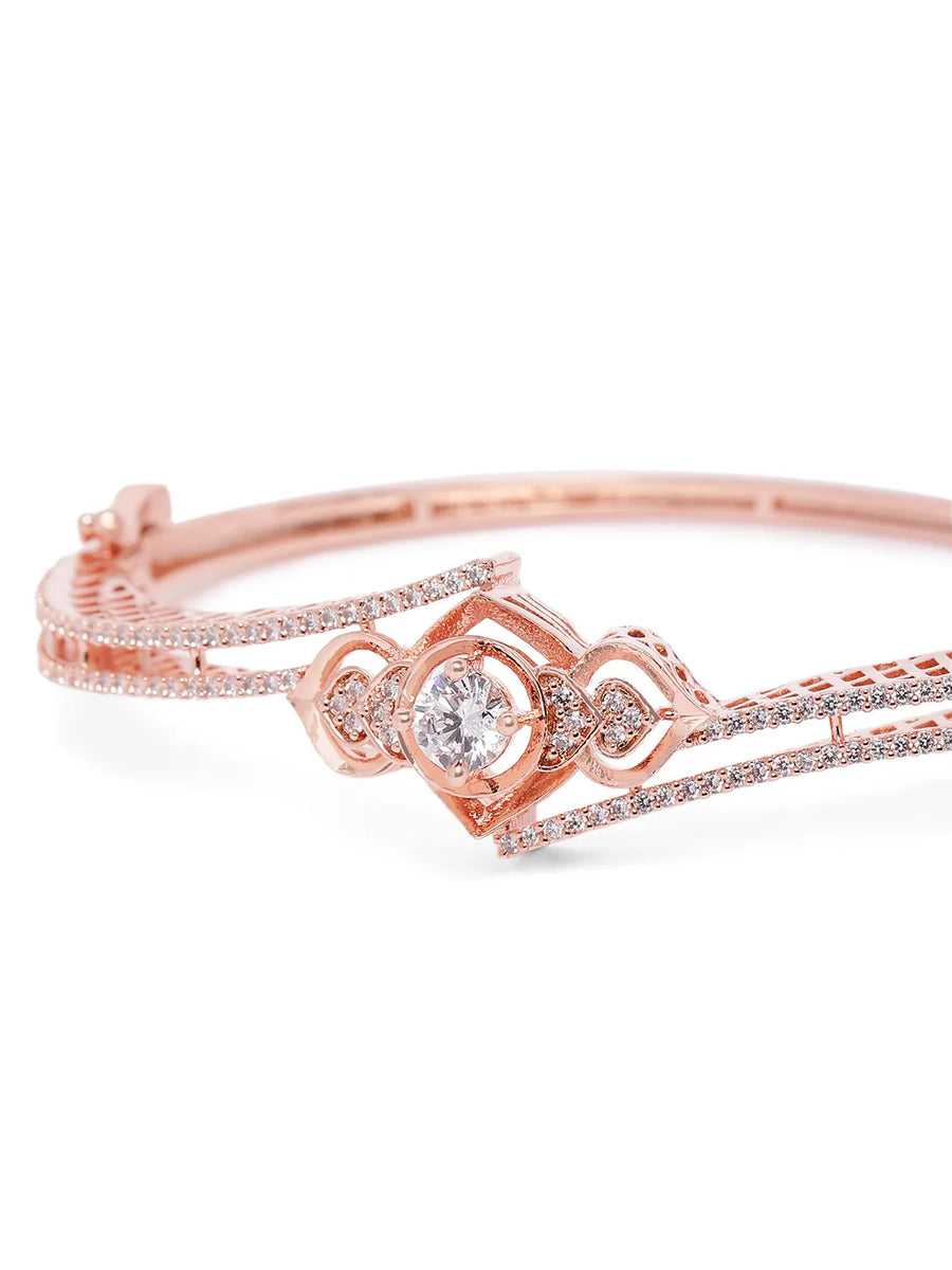 Elegant Crown Style Kada Bracelet - Rose Gold