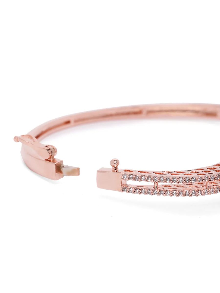 Elegant Crown Style Kada Bracelet - Rose Gold