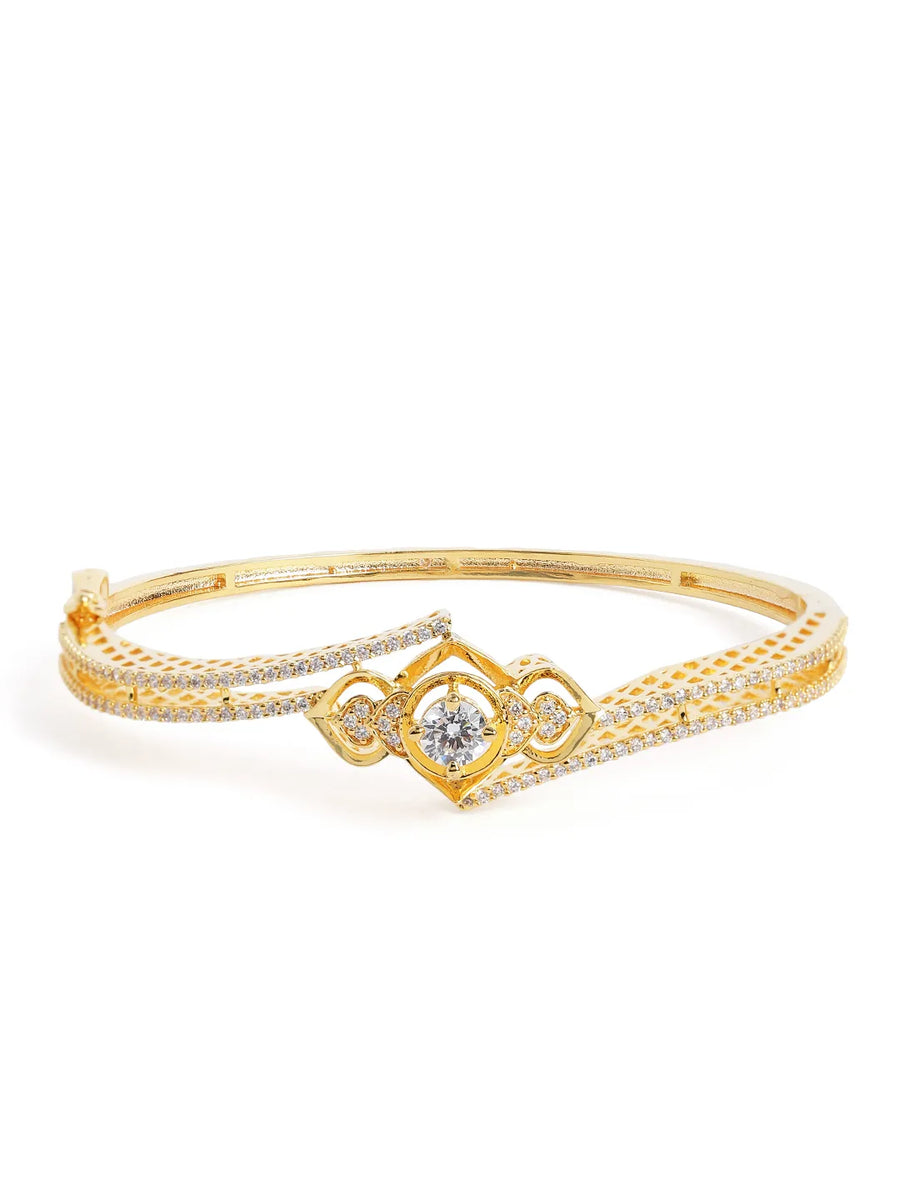 Timeless Drape CZ Gold Kada