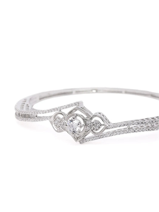 Elegant Crown Style Kada Bracelet - Silver