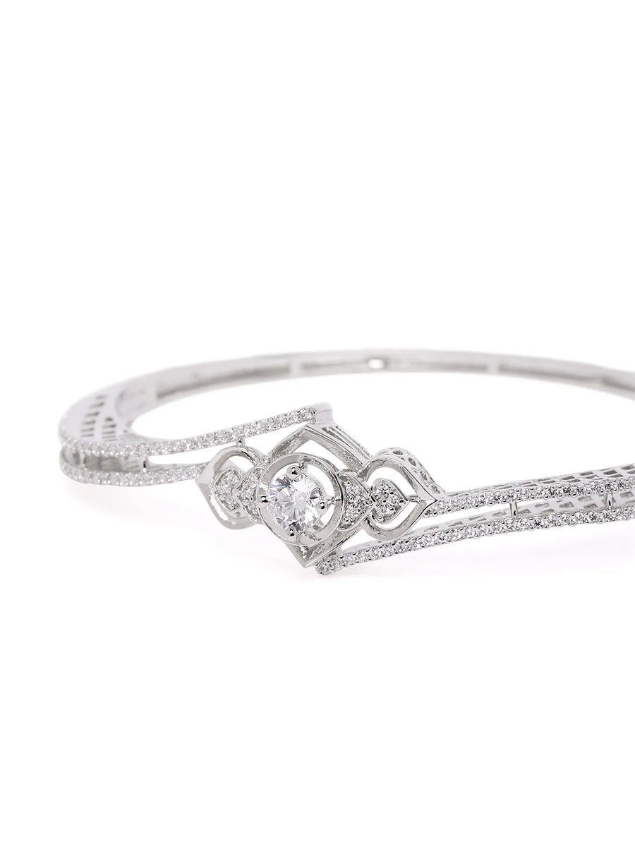 Elegant Crown Style Kada Bracelet - Silver