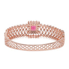 Royal CZ Lined Statement Bracelet - Rose Gold - Red