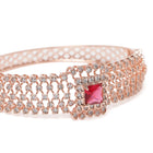 Royal CZ Lined Statement Bracelet - Rose Gold - Red