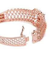 Royal CZ Lined Statement Bracelet - Rose Gold - Red