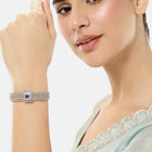 Royal CZ Lined Statement Bracelet - Silver - Purple