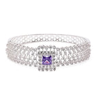 Royal CZ Lined Statement Bracelet - Silver - Purple