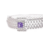 Royal CZ Lined Statement Bracelet - Silver - Purple