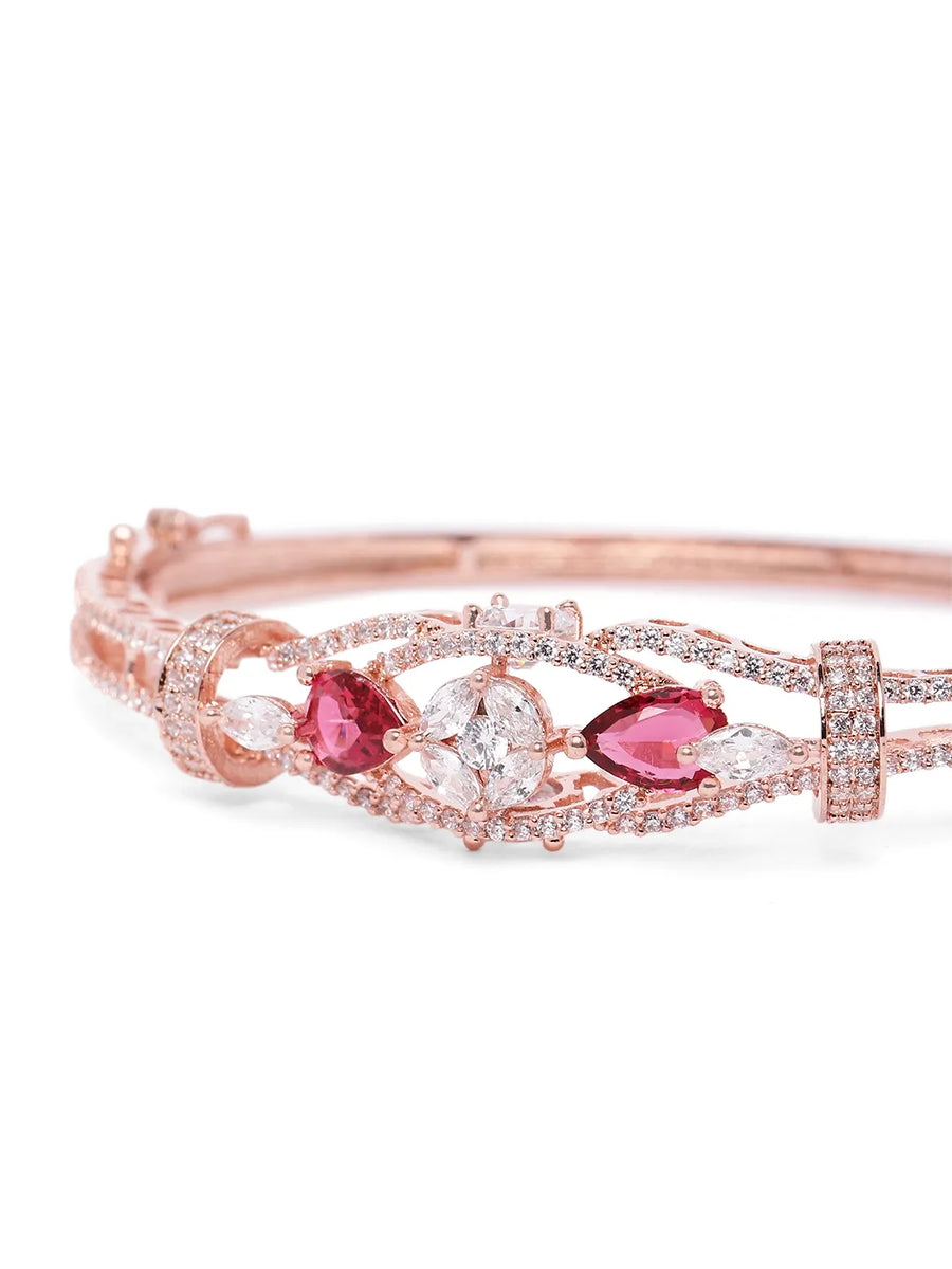 Luxe Vibe Ruby Crown Kada Bracelet