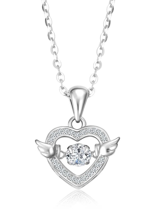 Wings of Love CZ Pendant Chain – Romantic Fashion Jewellery by Peora

