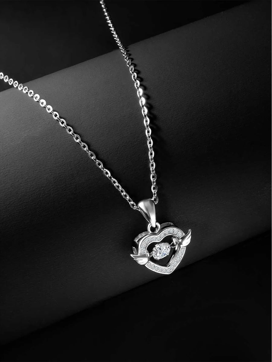 Wings of Love CZ Pendant Chain – Romantic Fashion Jewellery by Peora

