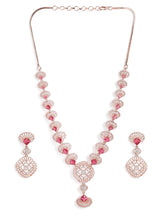 Rosaline Grace Fan Pattern Necklace Set - Red