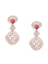 Rosaline Grace Fan Pattern Necklace Set - Red