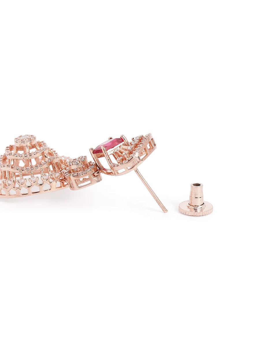 Rosaline Grace Fan Pattern Necklace Set - Red