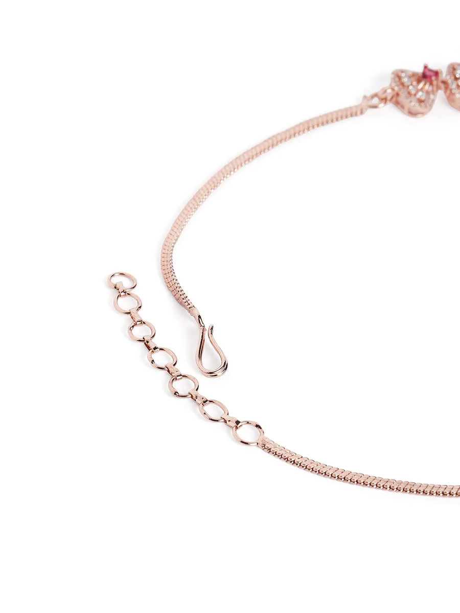 Rosaline Grace Fan Pattern Necklace Set - Red